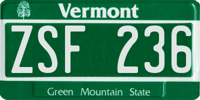 VT license plate ZSF236