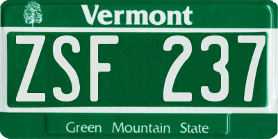 VT license plate ZSF237