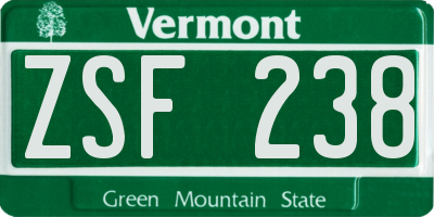 VT license plate ZSF238