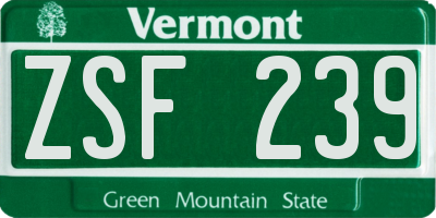 VT license plate ZSF239
