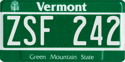 VT license plate ZSF242