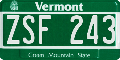 VT license plate ZSF243