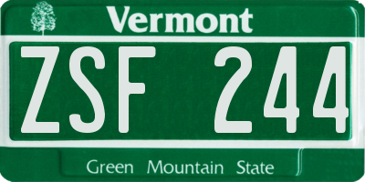 VT license plate ZSF244