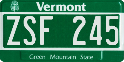 VT license plate ZSF245