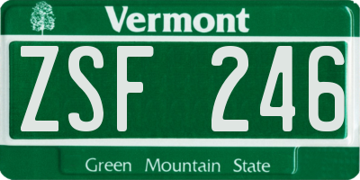 VT license plate ZSF246
