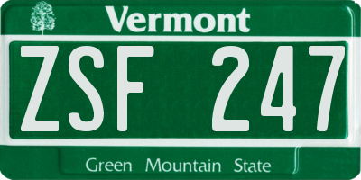 VT license plate ZSF247