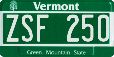 VT license plate ZSF250