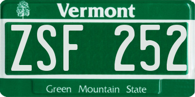 VT license plate ZSF252