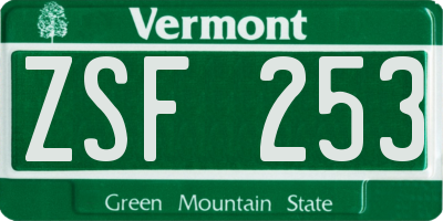VT license plate ZSF253