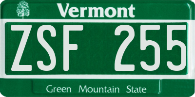 VT license plate ZSF255