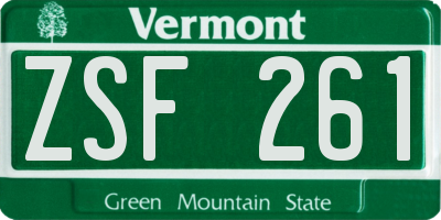 VT license plate ZSF261