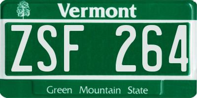 VT license plate ZSF264