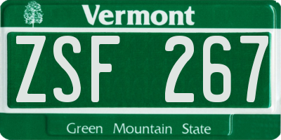 VT license plate ZSF267