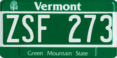 VT license plate ZSF273