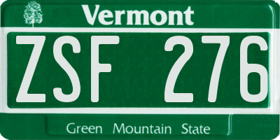 VT license plate ZSF276