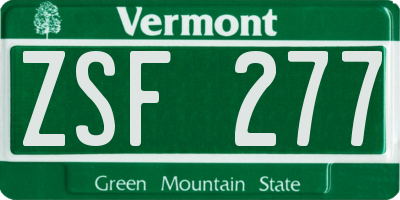 VT license plate ZSF277