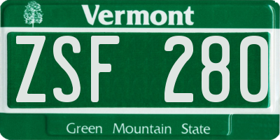 VT license plate ZSF280