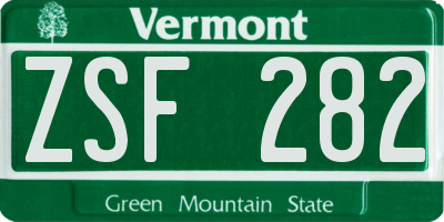 VT license plate ZSF282