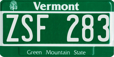 VT license plate ZSF283