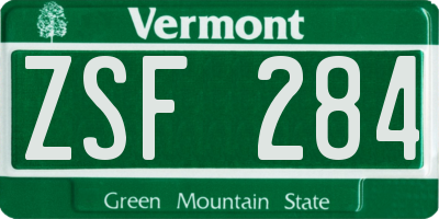 VT license plate ZSF284