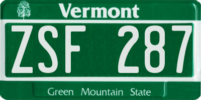 VT license plate ZSF287