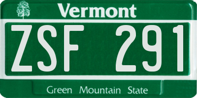 VT license plate ZSF291