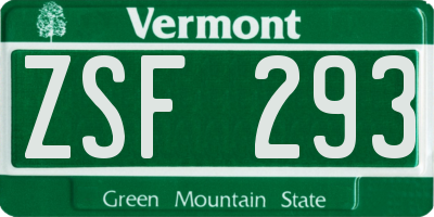 VT license plate ZSF293