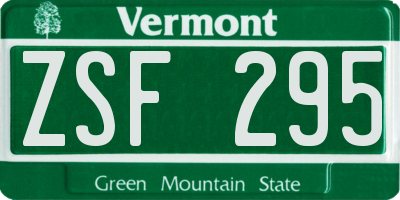 VT license plate ZSF295