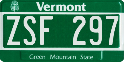 VT license plate ZSF297