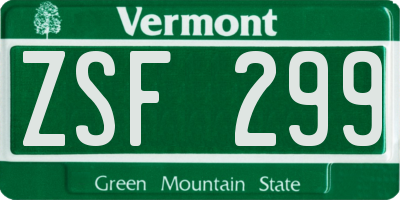 VT license plate ZSF299