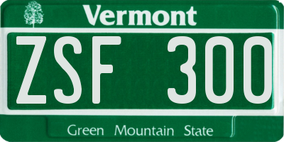 VT license plate ZSF300