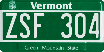 VT license plate ZSF304