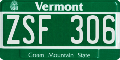 VT license plate ZSF306