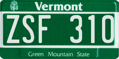 VT license plate ZSF310