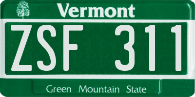 VT license plate ZSF311