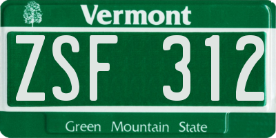 VT license plate ZSF312