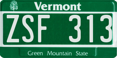 VT license plate ZSF313