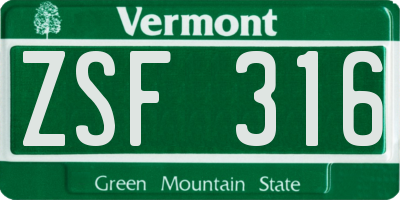 VT license plate ZSF316
