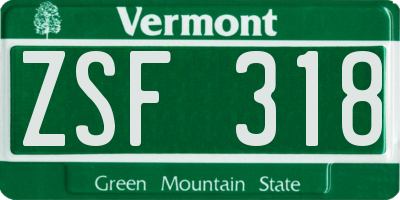 VT license plate ZSF318