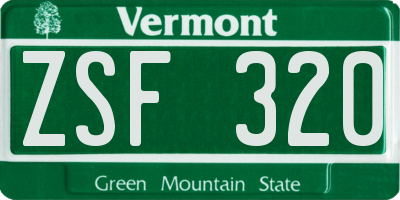 VT license plate ZSF320