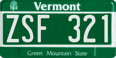 VT license plate ZSF321
