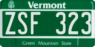VT license plate ZSF323