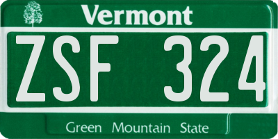 VT license plate ZSF324