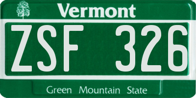 VT license plate ZSF326