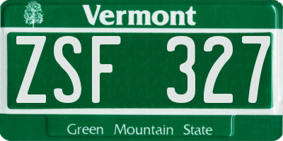 VT license plate ZSF327
