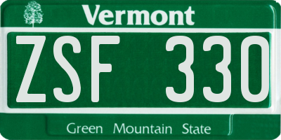 VT license plate ZSF330