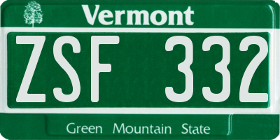 VT license plate ZSF332