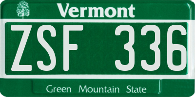 VT license plate ZSF336