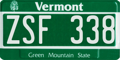 VT license plate ZSF338