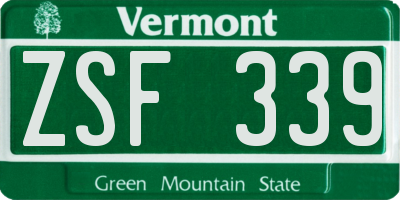 VT license plate ZSF339